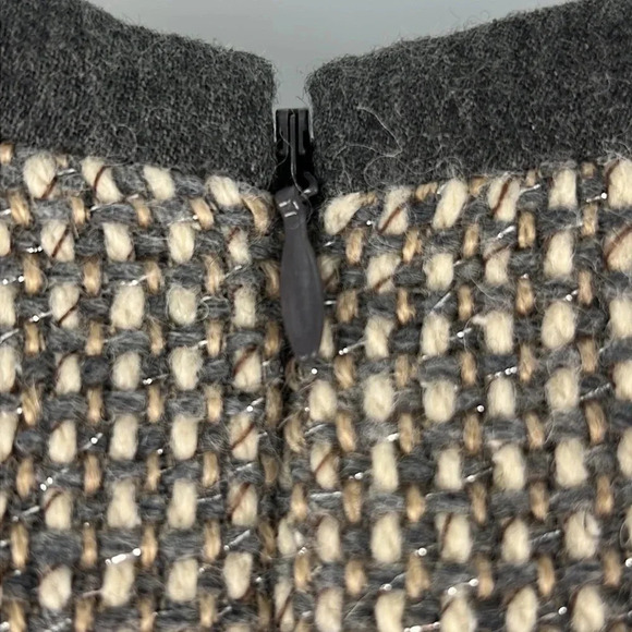 Talbots Tweed Metallic Wool Blend Short Sleeve Shift Dress Lined Size 12 Gray - Picture 11 of 16